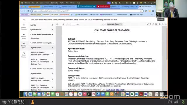 Committee continues rule banning enrollment incentives for LEAs and third-party providers