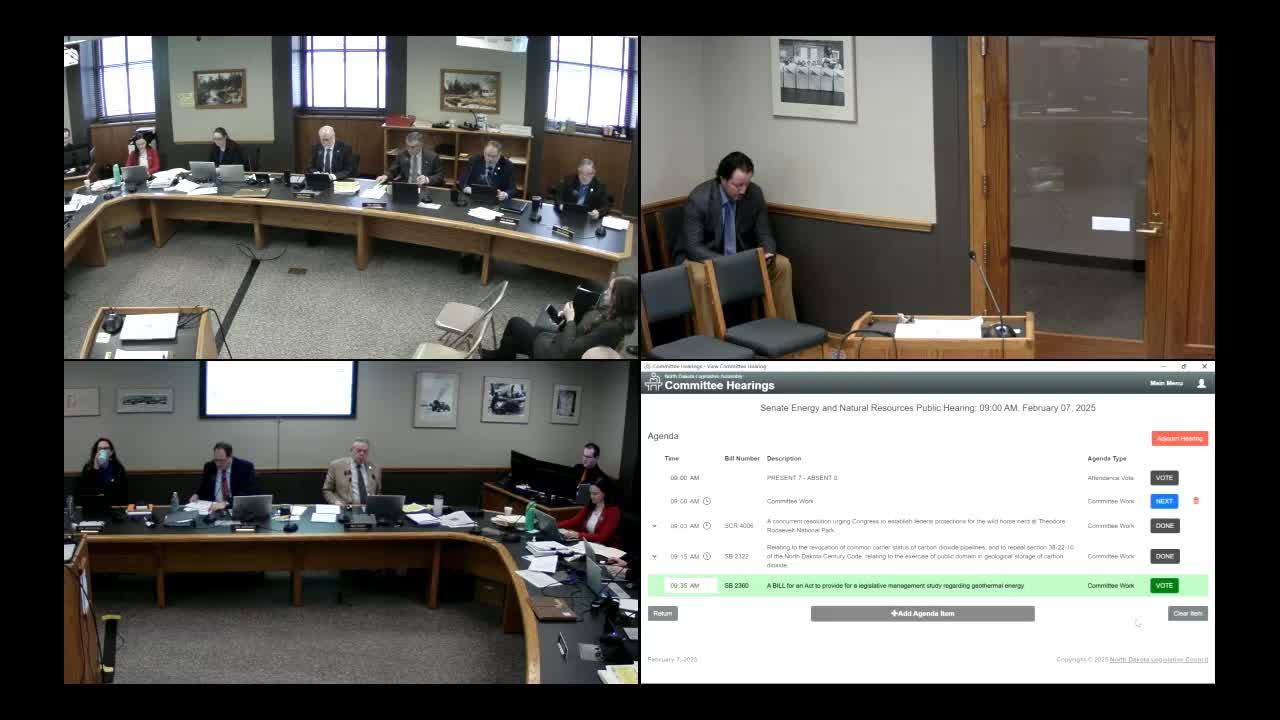 Senate committee sends geothermal study bill to legislative management, 7-0