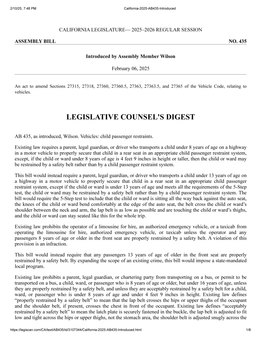 California updates child passenger restraint system regulations for vehicle safety