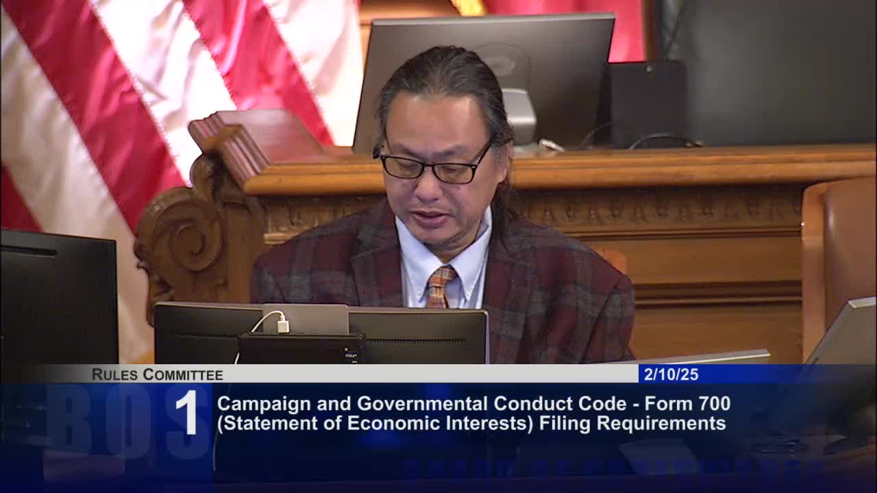Rules committee continues ordinance updating conflict-of-interest and Form 700 rules