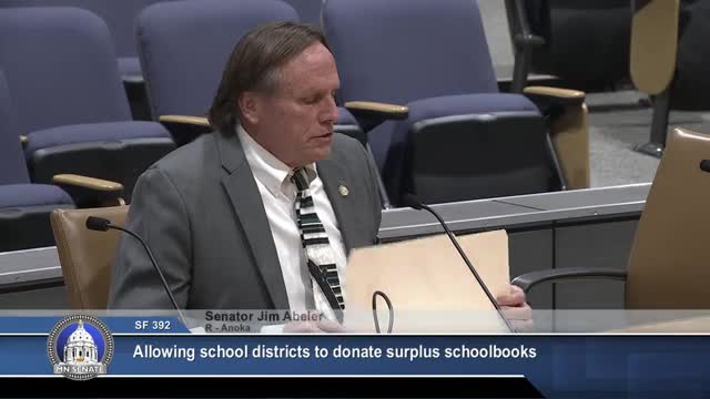 Committee approves amendment to allow districts to donate surplus books; SF 392 laid over