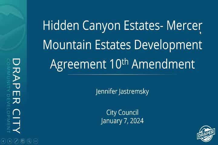 Council approves Mercer Mountain (Hidden Canyon Estates) development-agreement amendment with narrower road section and slope easements