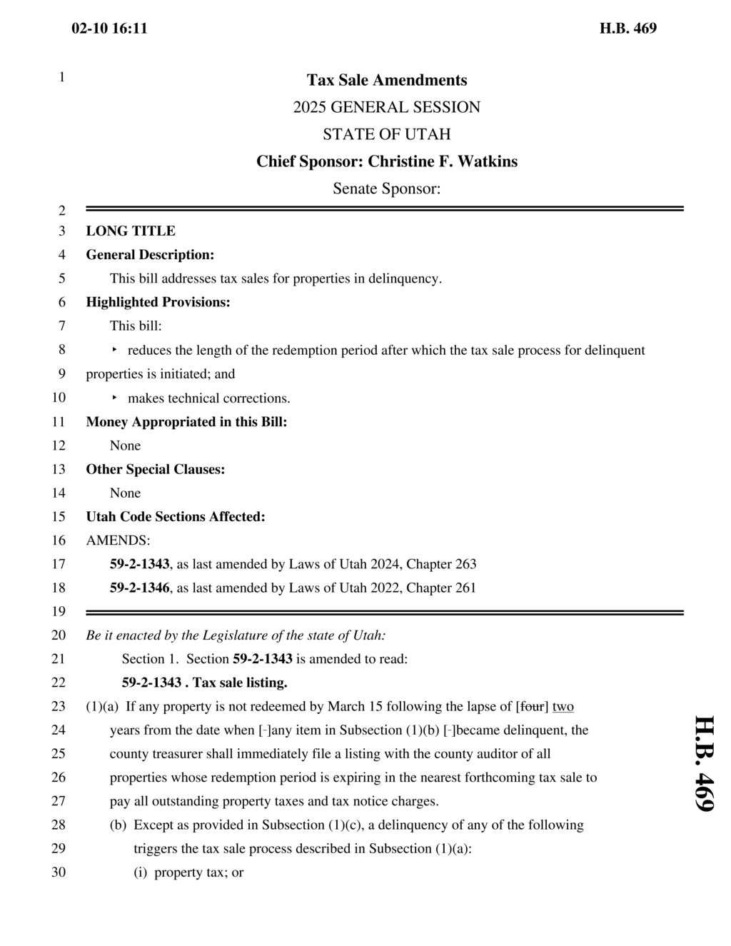 Utah Legislature amends tax sale rules for delinquent properties