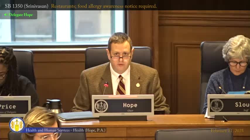 Senate health subcommittee advances nursing-home insurance and monitoring measures, reports food-allergy notice bill