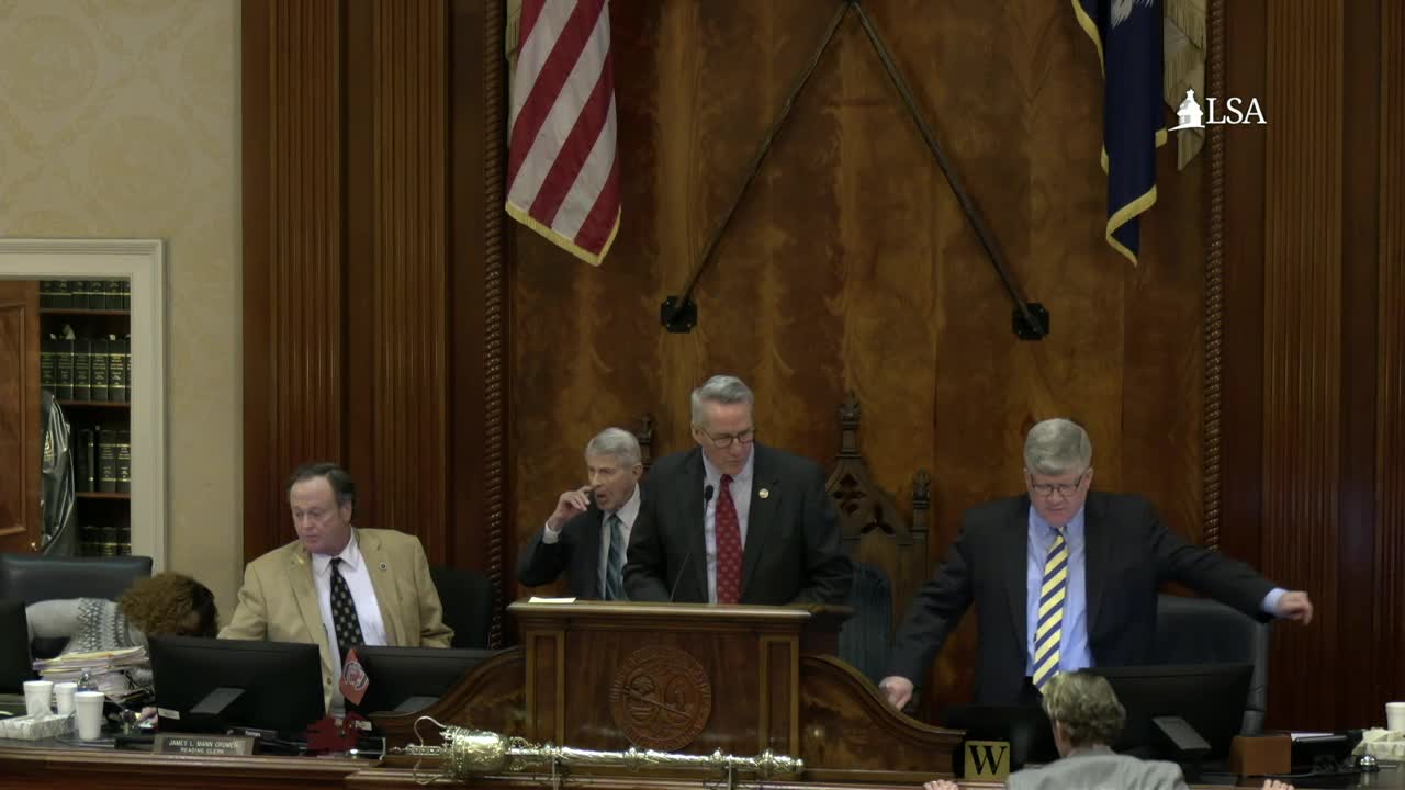 South Carolina House records quorum, introduces bills and resolutions, then adjourns to 10 a.m.