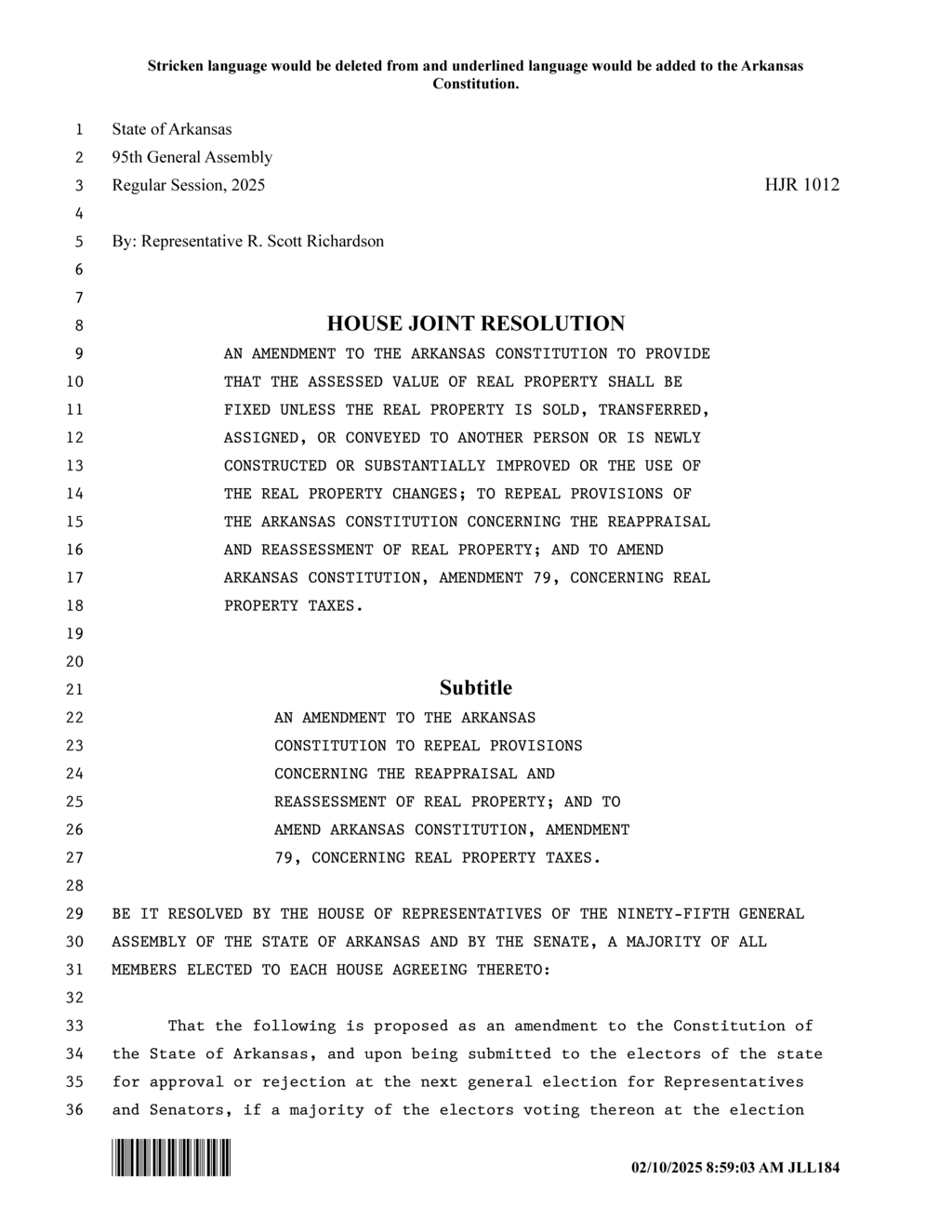 Arkansas lawmakers propose constitutional amendment to limit property tax increases