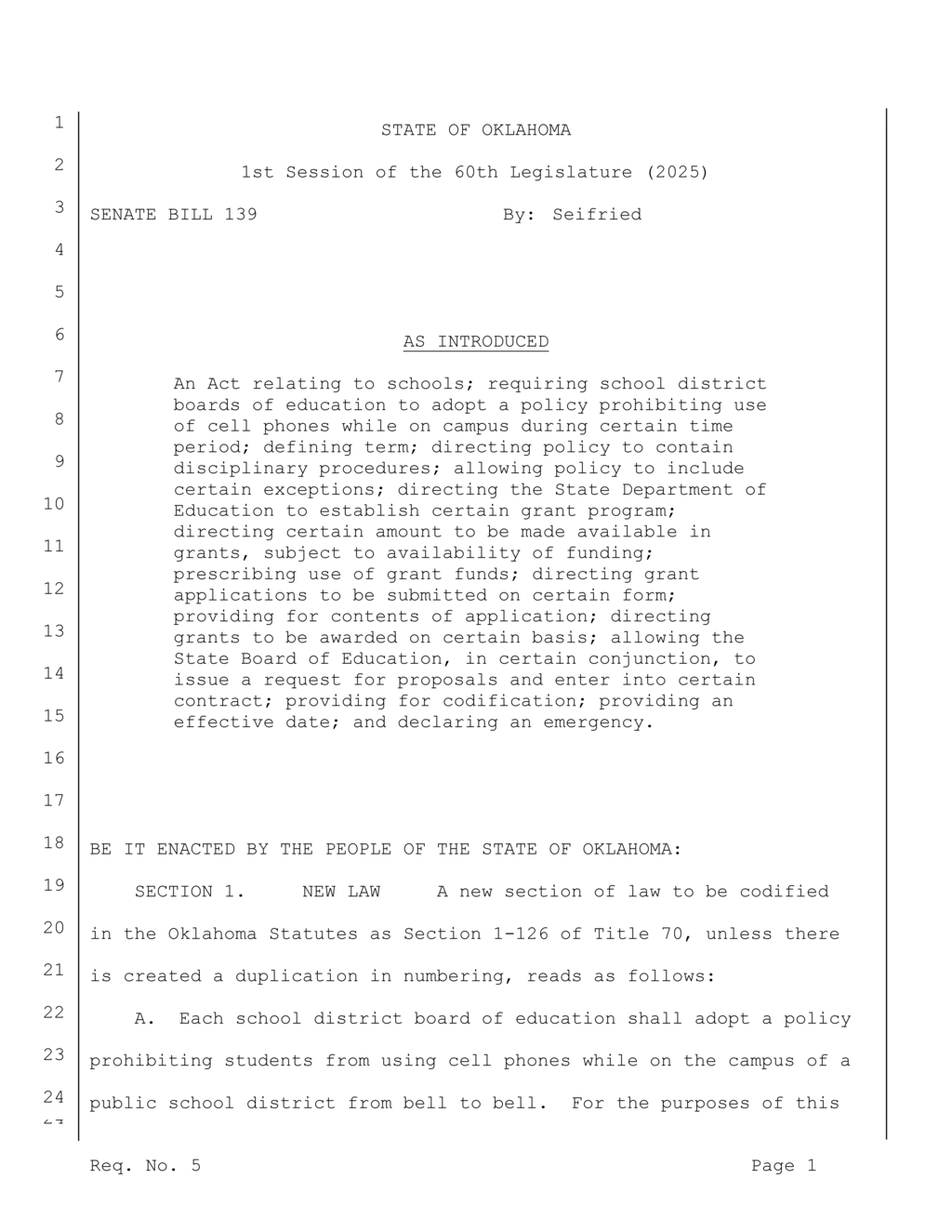 Oklahoma legislature proposes cell phone ban in public schools from bell to bell