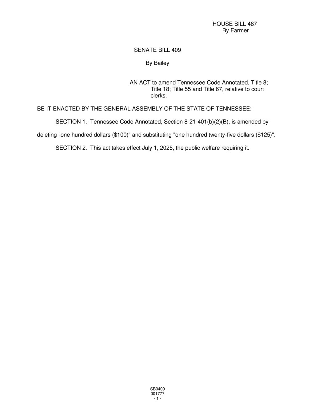 Tennessee Legislature approves fee increase for court clerks under new bills