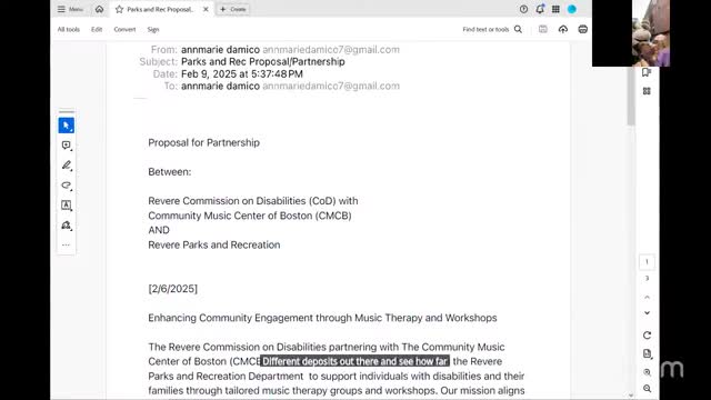 Revere Parks Department explores music therapy workshops for individuals with disabilities