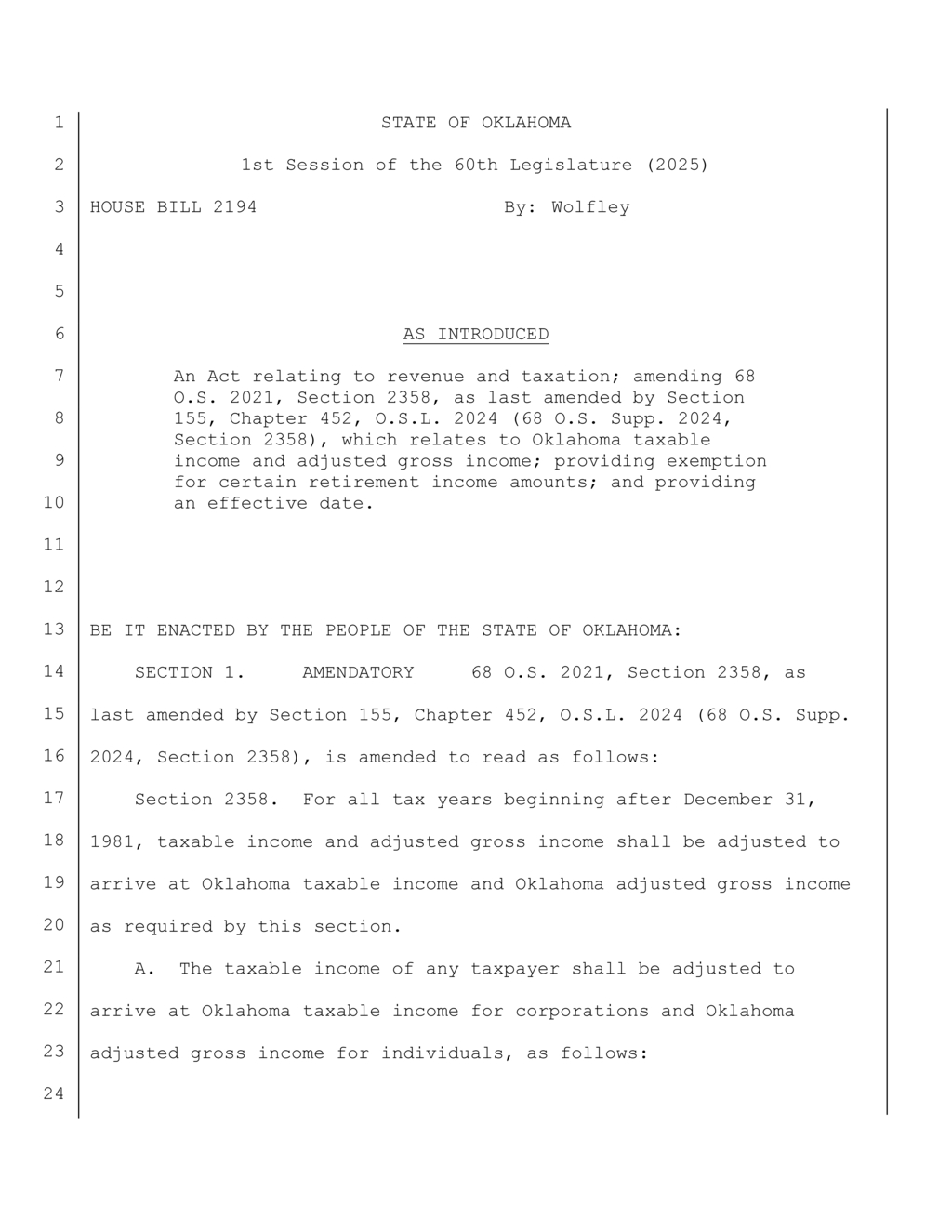 Oklahoma exempts military retirement benefits from state income tax