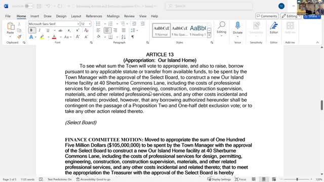 Select board, finance committee back new Our Island Home design despite projected multi‑million annual shortfall