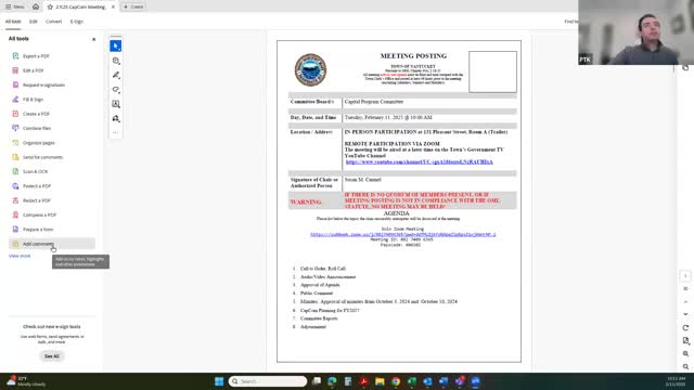 Capital committee to revisit 'Rory' capital-request criteria; finance staff clarifies rules on unused borrowing