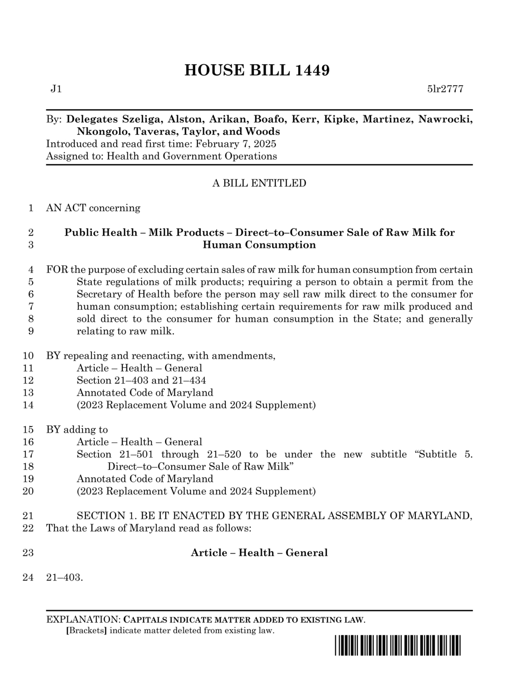 Maryland enacts strict testing requirements for raw milk safety