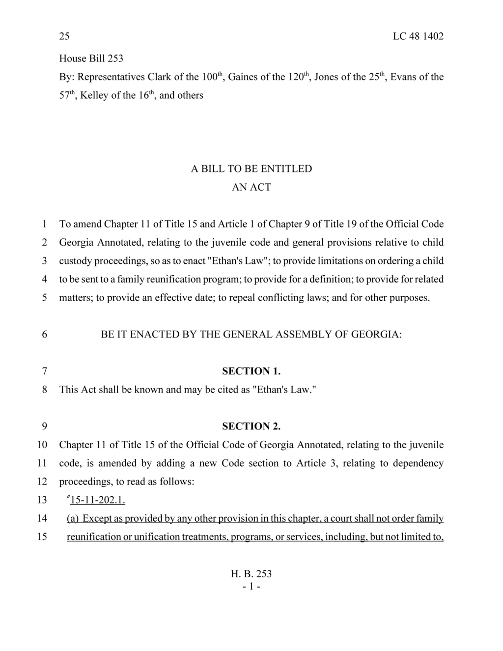 Georgia lawmakers propose Ethan's Law to reform child custody proceedings