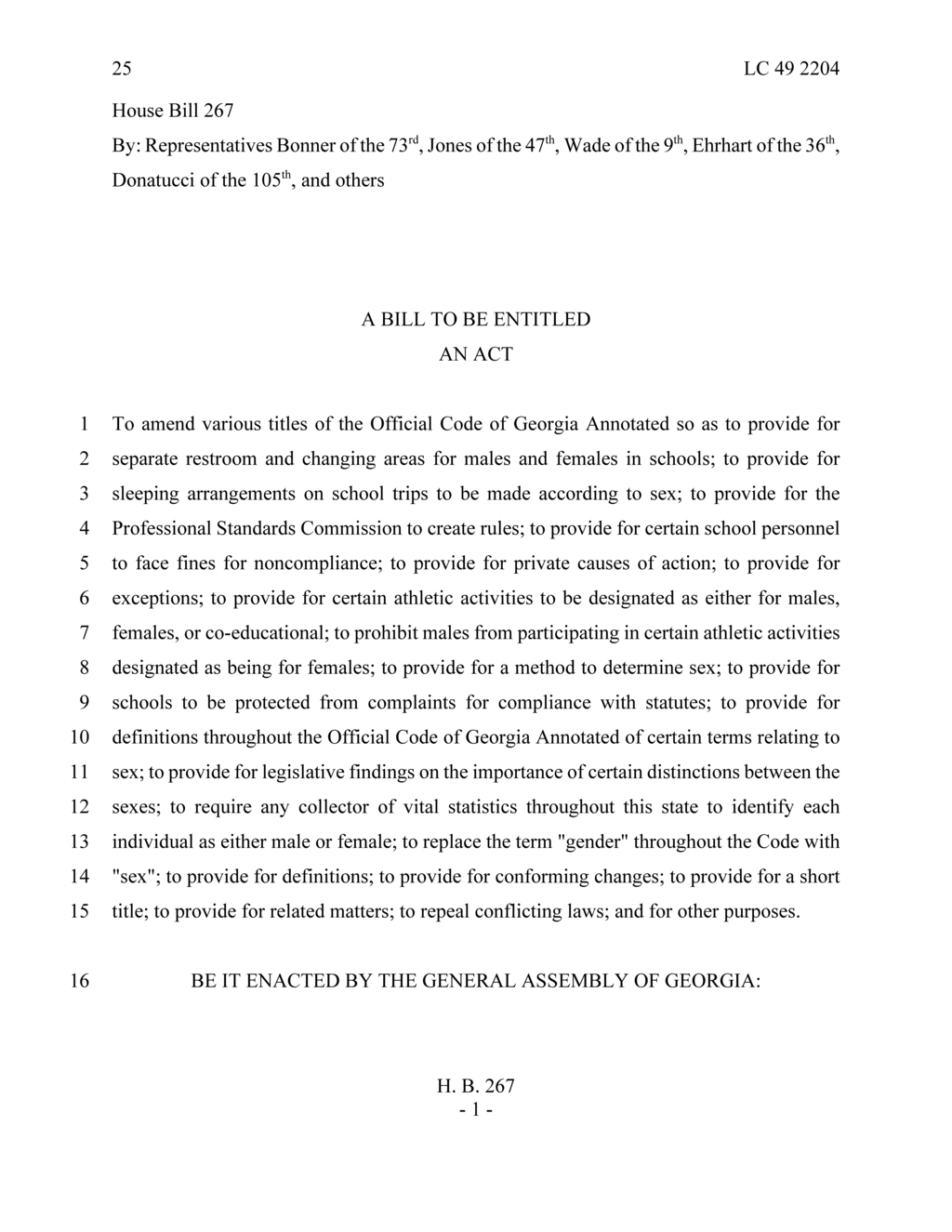 Georgia legislation introduces Riley Gaines Act to regulate school athletic events