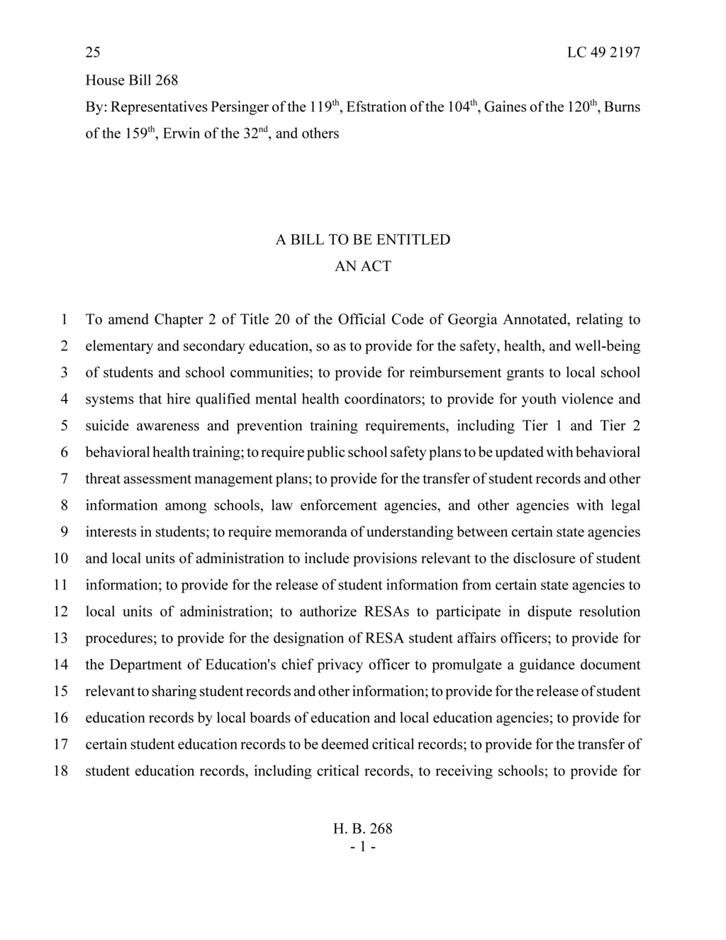 Georgia House Bill 268 enhances student mental health and safety initiatives