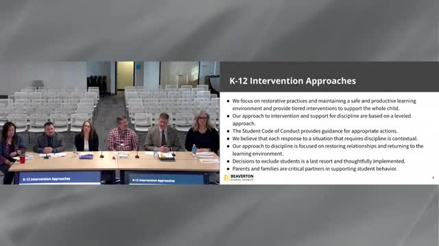 Beaverton School District enhances restorative practices to reduce student exclusions