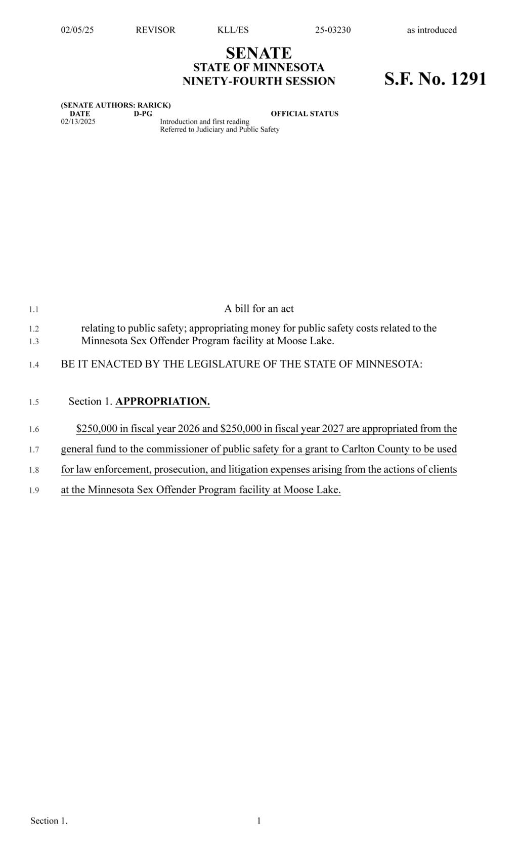 Minnesota Legislature approves $500000 for Moose Lake sex offender facility expenses