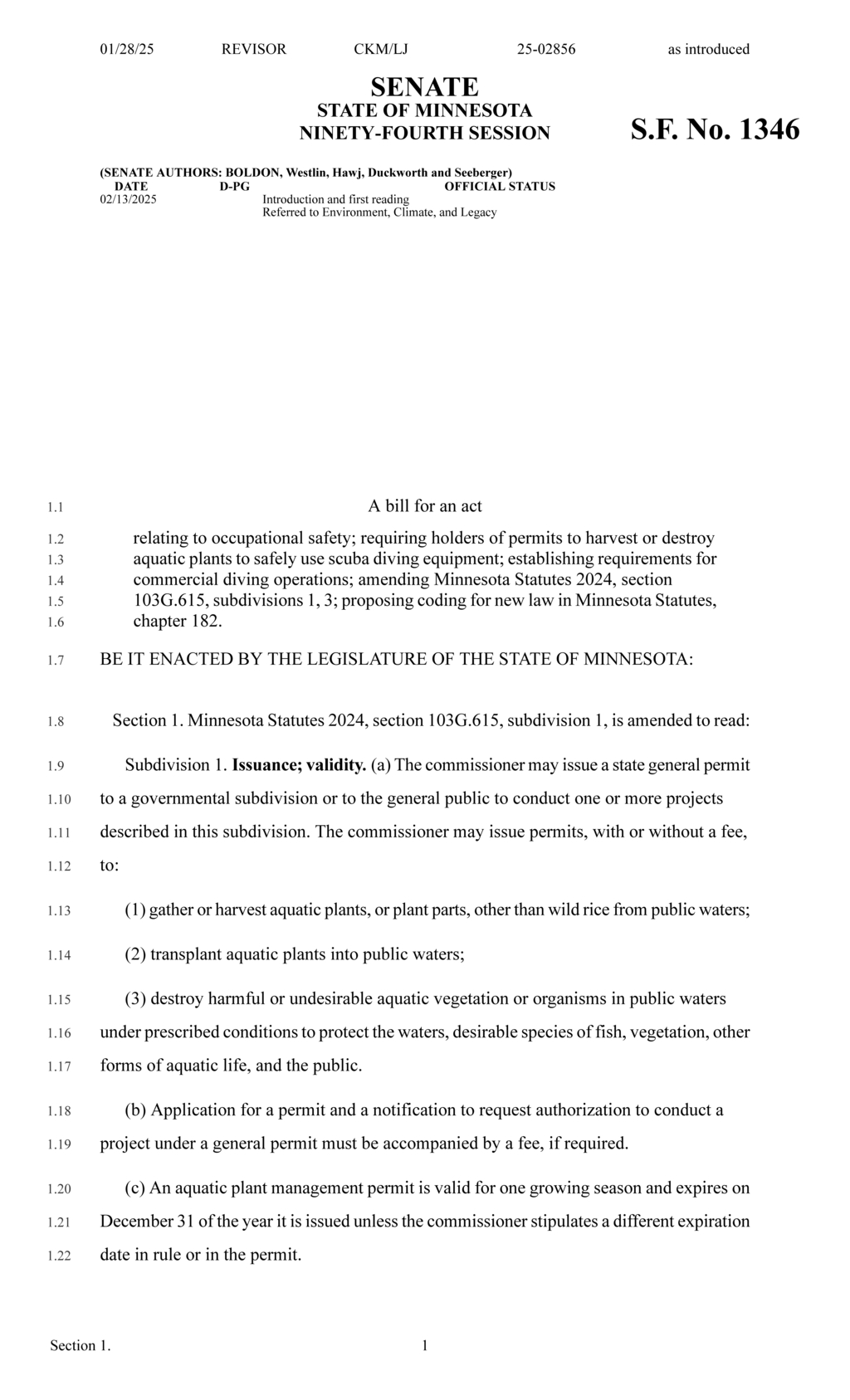 Minnesota enacts certification rules for commercial scuba diving operations