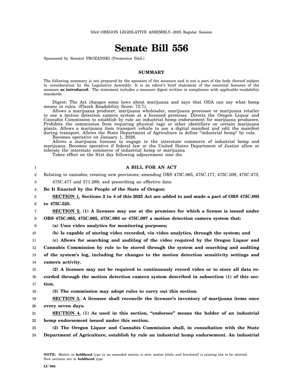 Oregon establishes new industrial hemp regulations effective January 2026