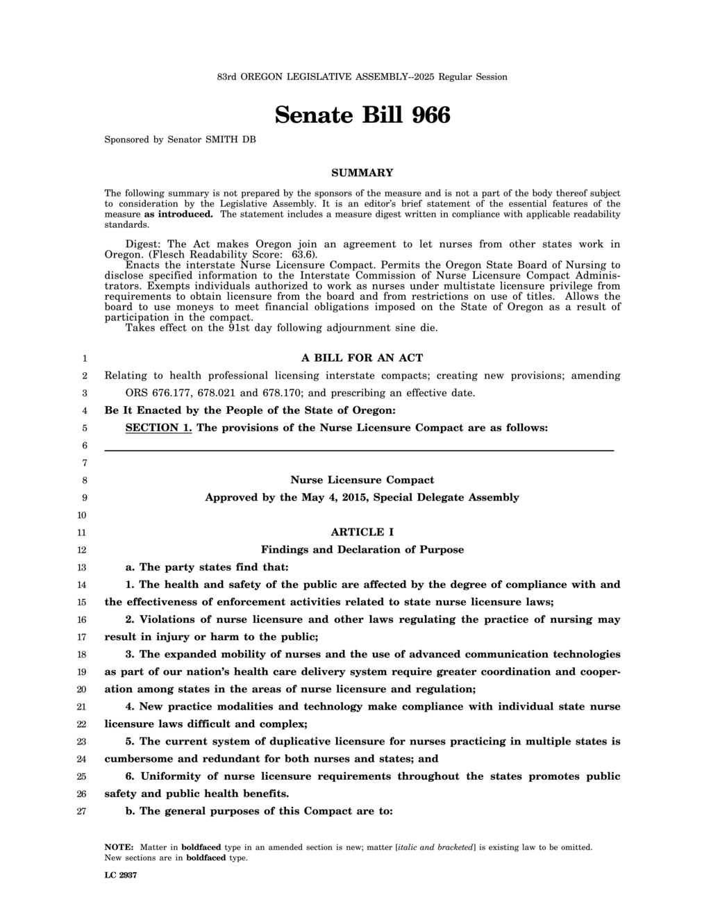 Oregon ratifies Nurse Licensure Compact to streamline multistate nursing practice