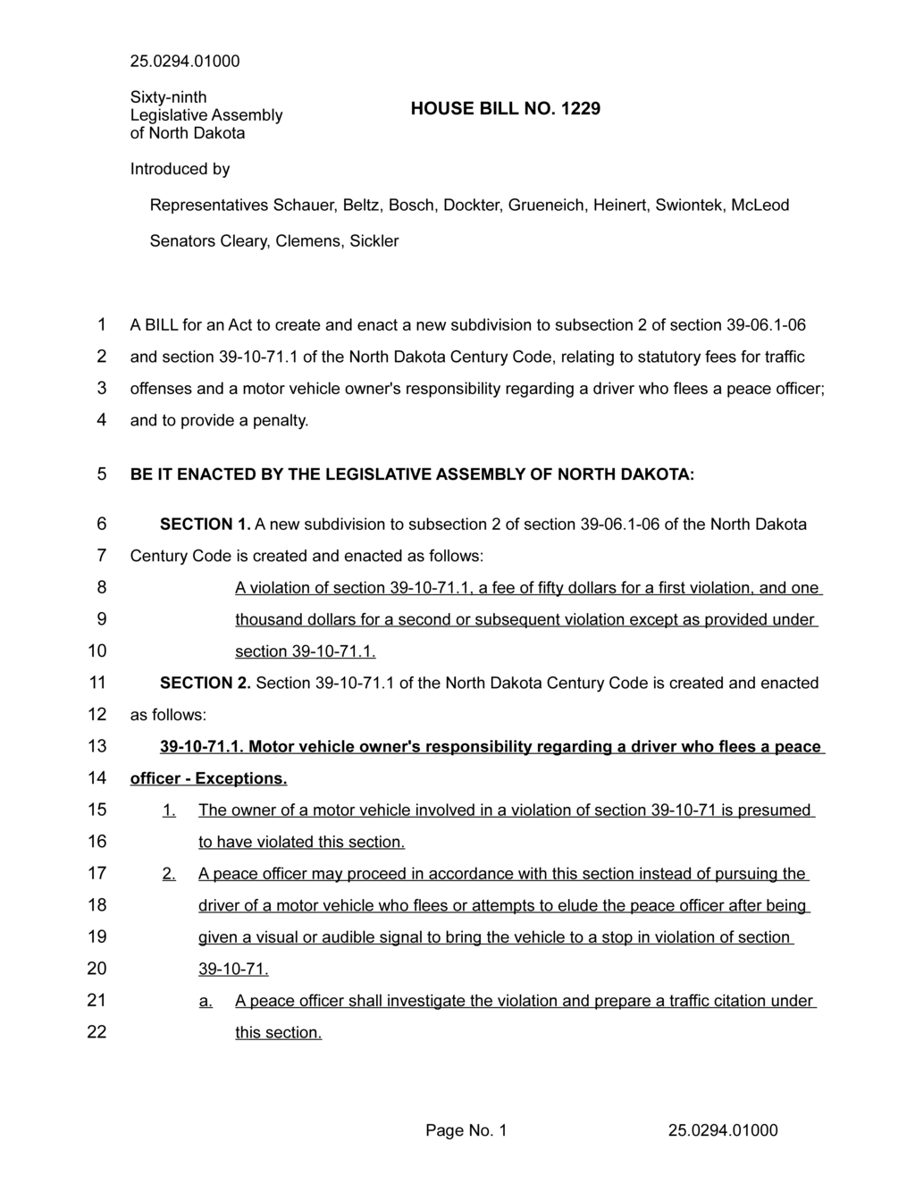 North Dakota Assembly introduces new traffic offense penalty bill