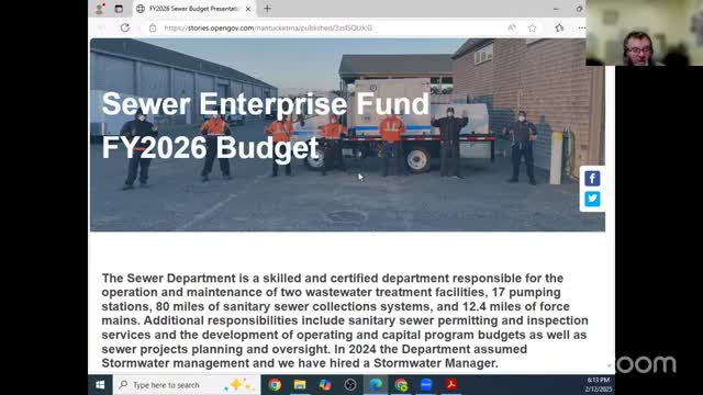Select Board hears FY26 enterprise budget previews for Our Island Home, sewer/stormwater and water