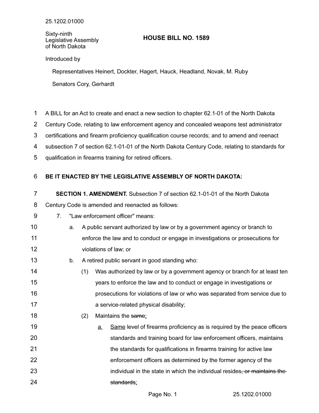 North Dakota Assembly establishes firearms qualification standards for law enforcement