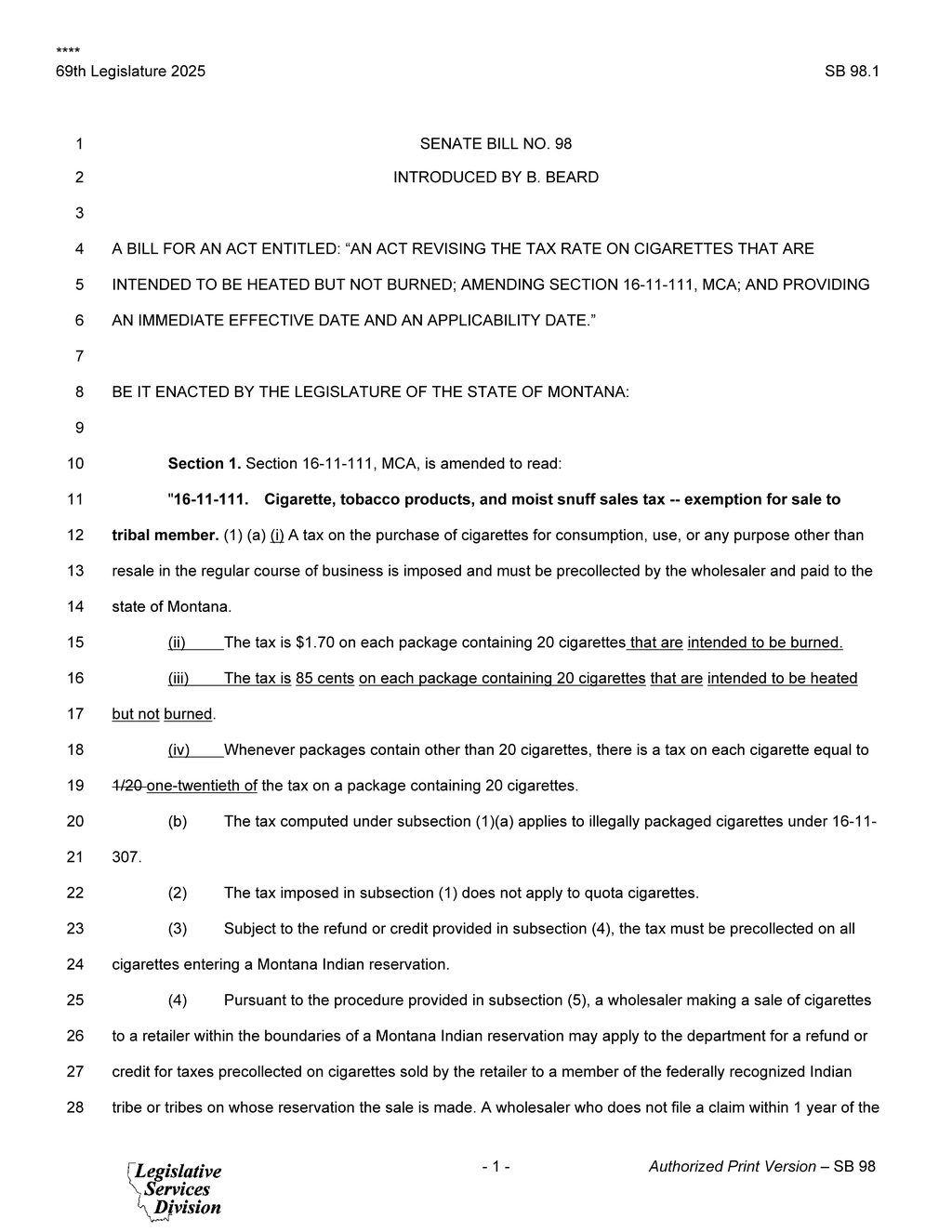 Montana Legislature approves tax rules on tribal cigarette sales and tobacco products
