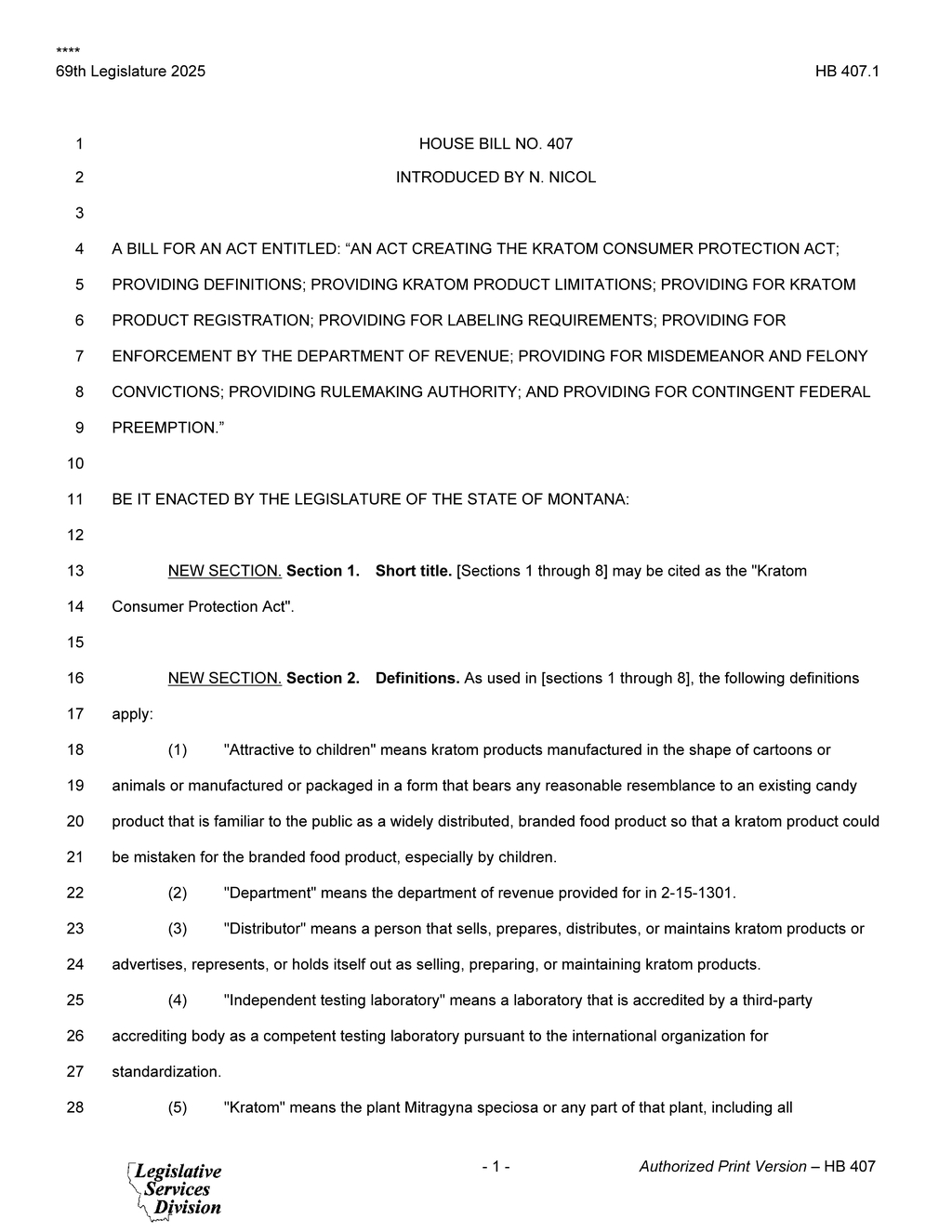 Montana Legislature approves regulations for kratom product safety and sales