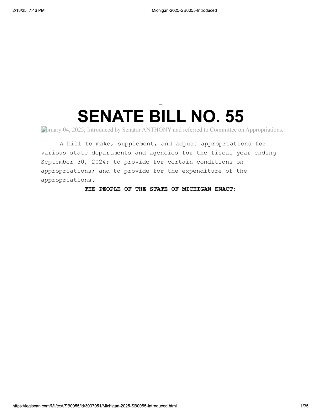 Michigan allocates $74M state budget for local government and health services
