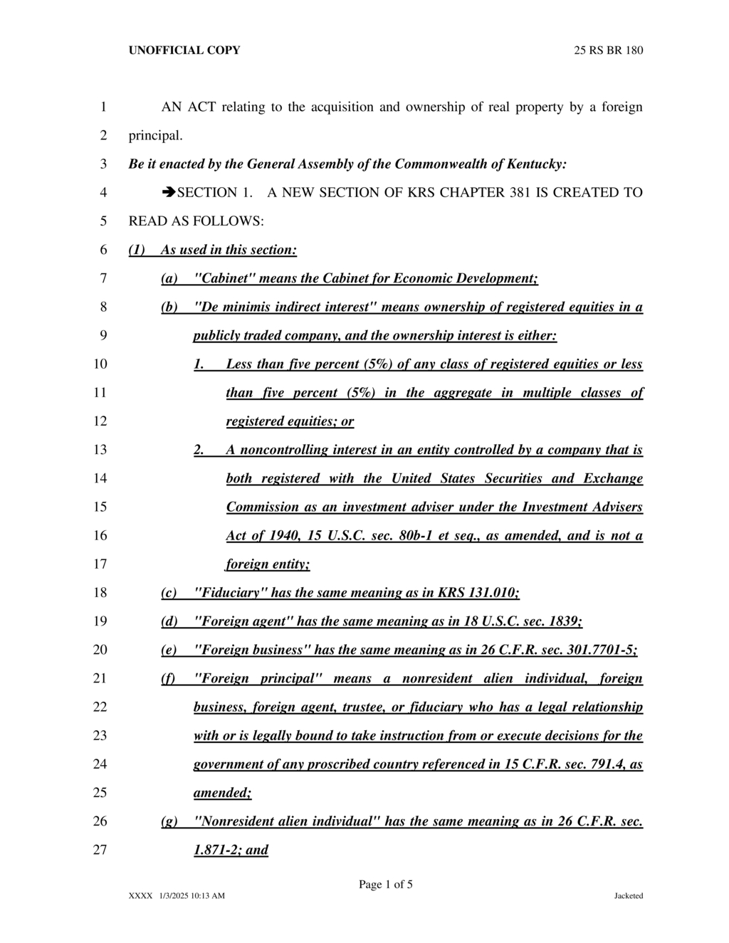 Kentucky restricts foreign ownership of real property with new registration law