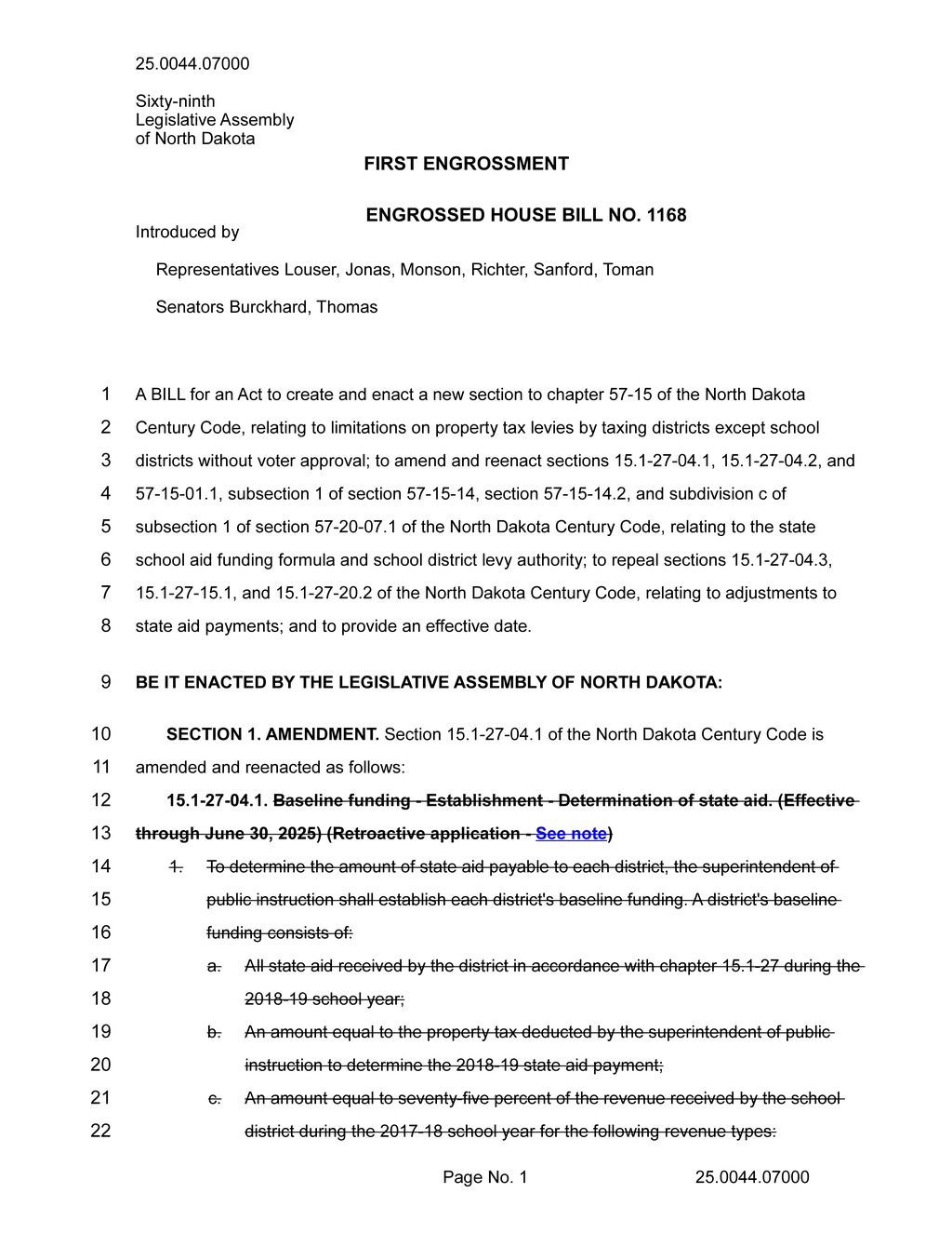 Legislative Assembly sets new state aid calculations for school funding
