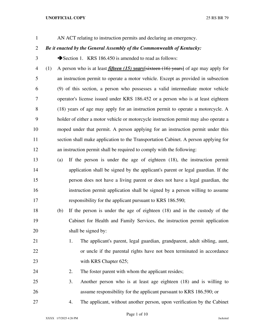 Kentucky establishes new regulations for minor motorcycle licensing and responsibility