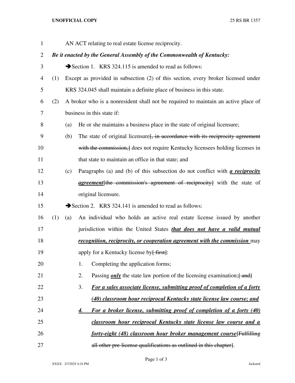 Kentucky commission sets new real estate license application rules for nonresidents