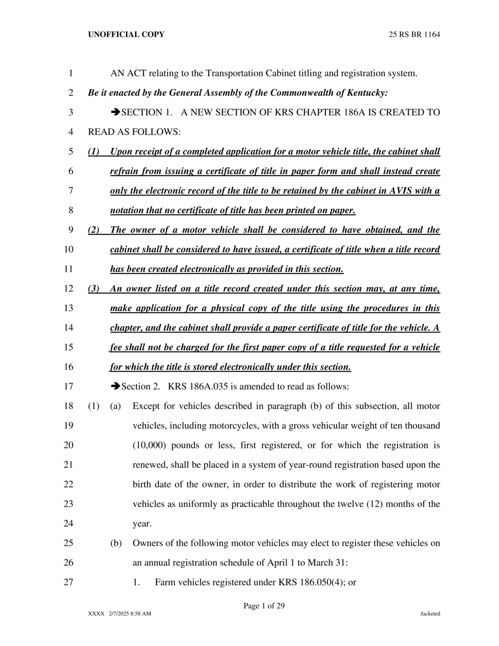 Kentucky clarifies joint ownership rules for motor vehicles under new policy