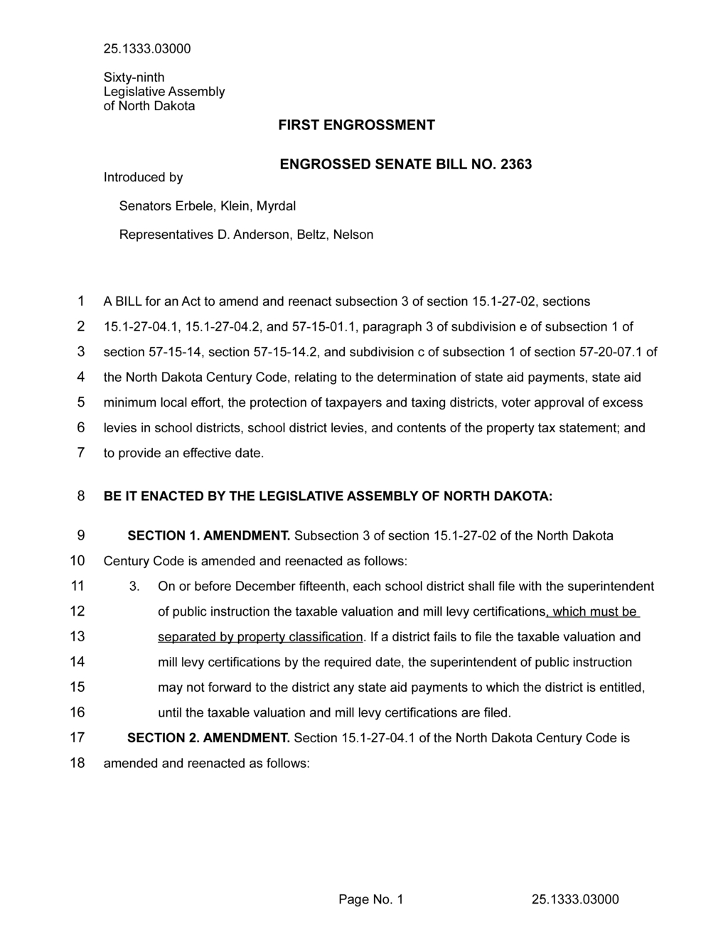 North Dakota establishes baseline funding formula for state aid to schools