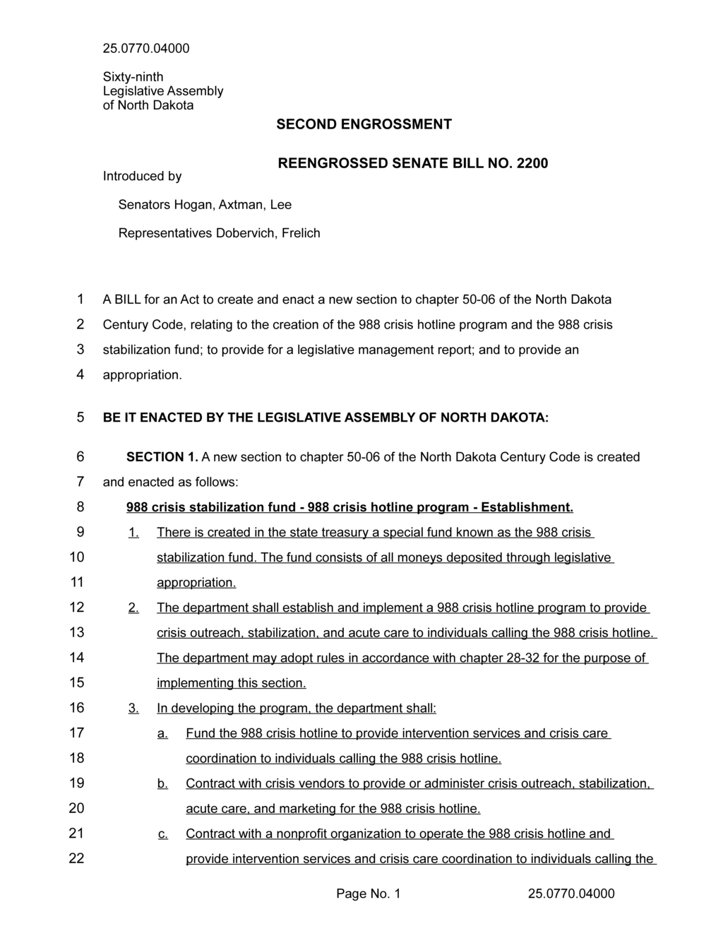 Legislative Assembly establishes standards for state's 988 crisis hotline services