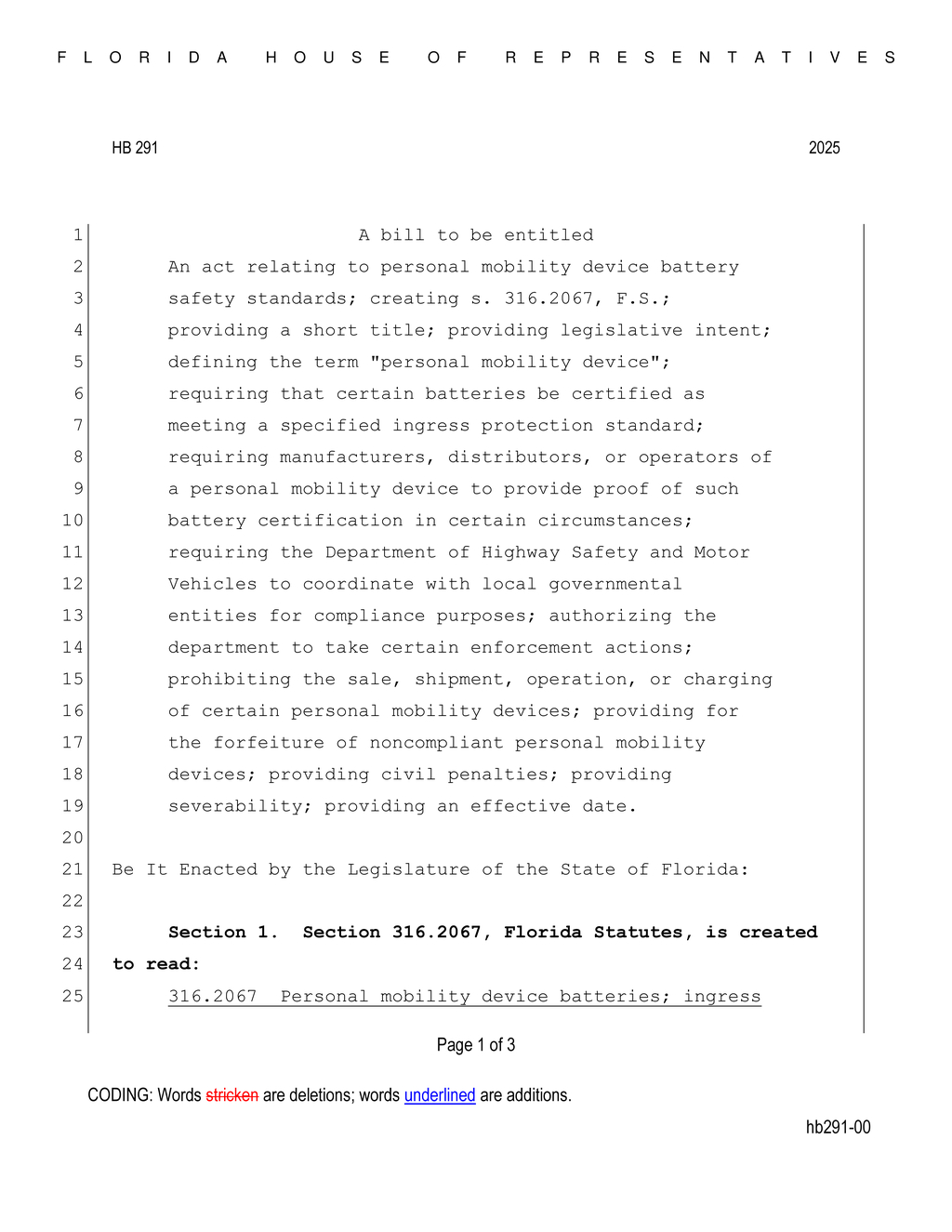 Florida Legislature introduces E-Scooter and E-Bike Battery Safety Act