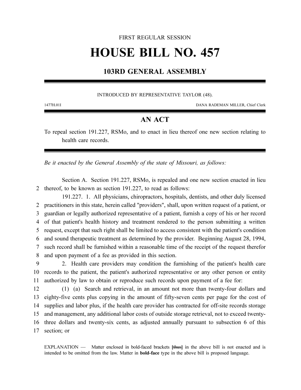Missouri General Assembly revises health care records access regulation