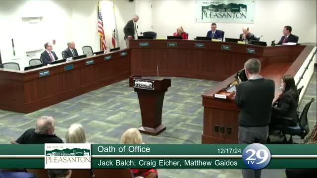 Matt Gaydos sworn in as Pleasanton city council member at ceremony with family