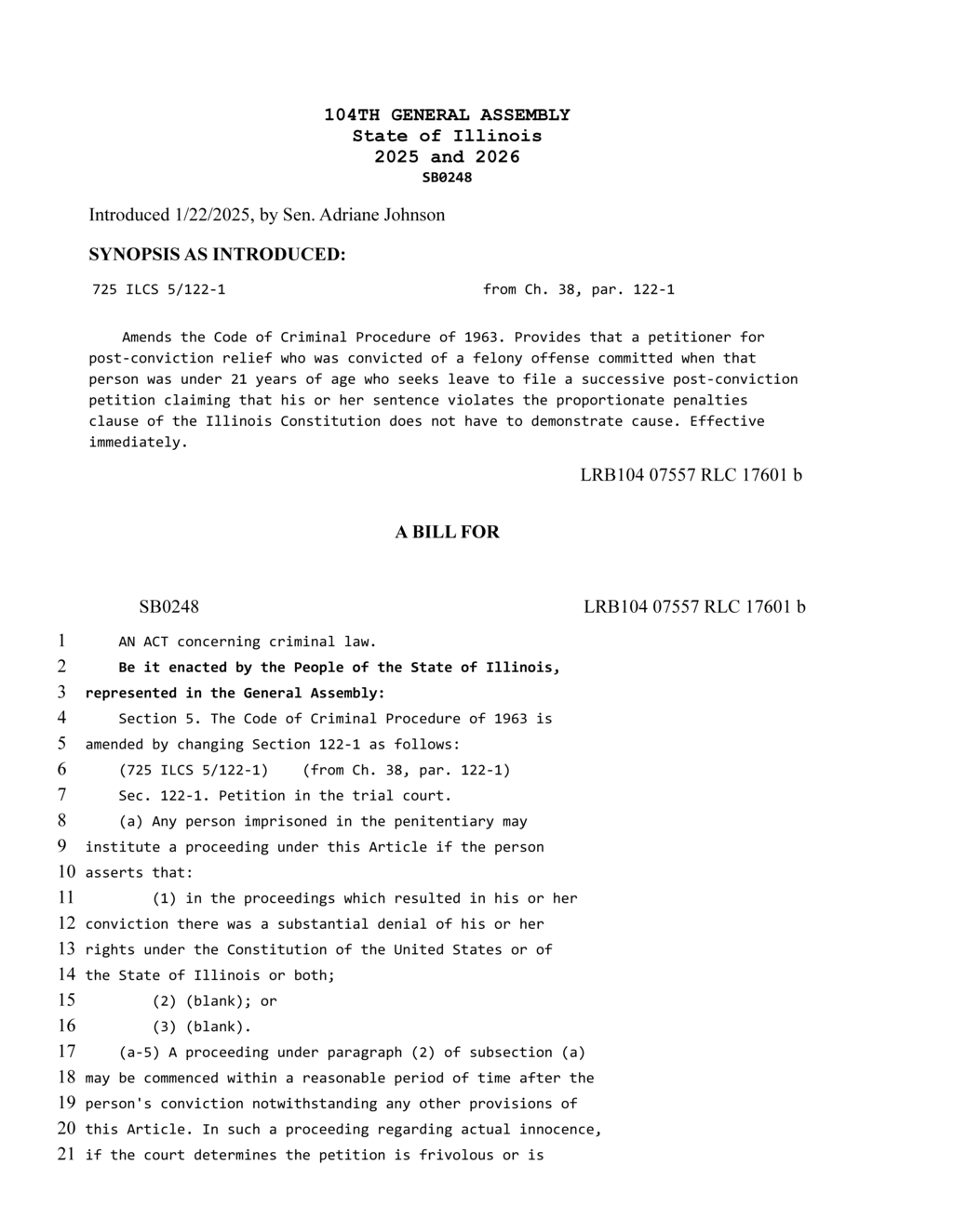 Illinois law eases rules for young felony offenders seeking post-conviction relief