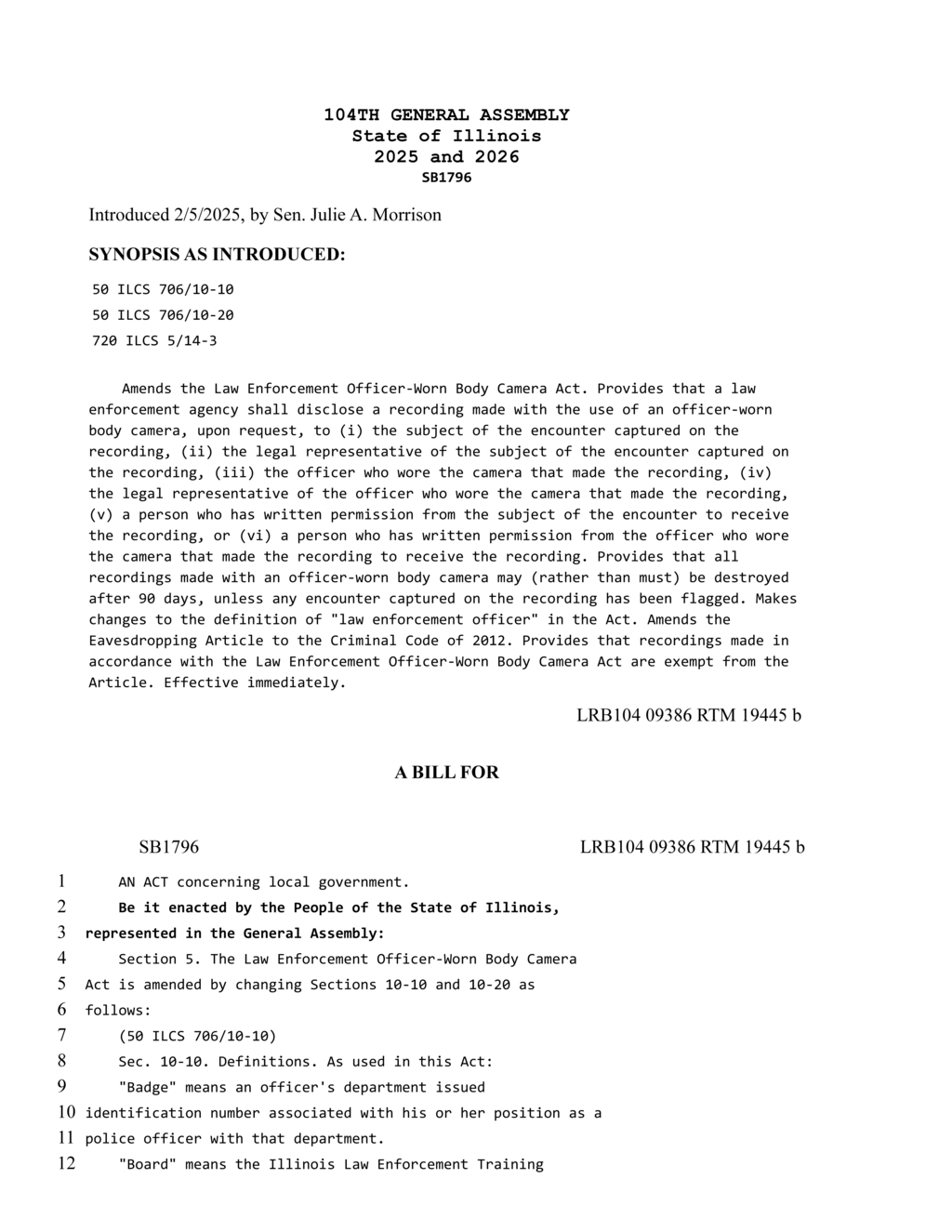 Illinois General Assembly approves new rules for recording law enforcement communications