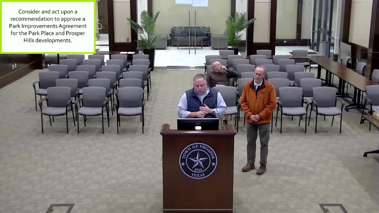 City approves park improvement agreements for Prosper Hills and Park Place developments