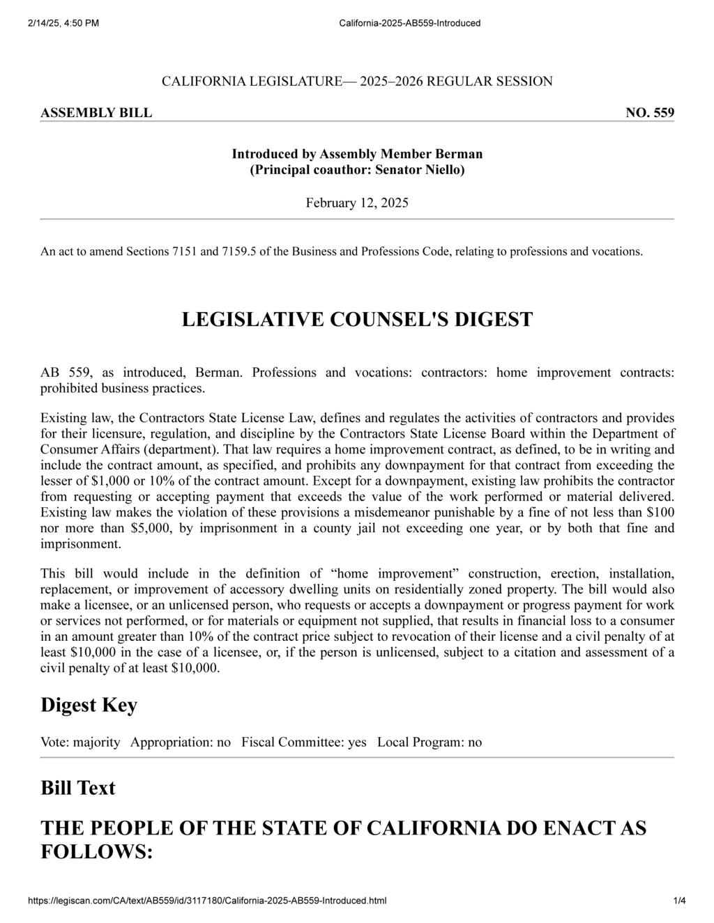 California legislates contractor payment protections and penalties for violations