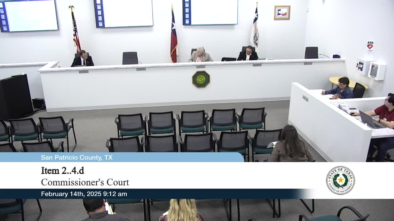 San Patricio County commissioners approve claims, hires, leases and equipment purchases