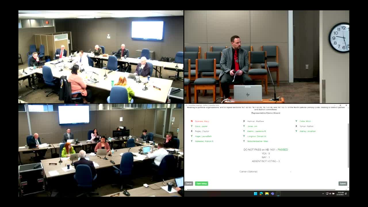 North Dakota committee reviews amendments to House Bill 1375 on liquor compliance checks