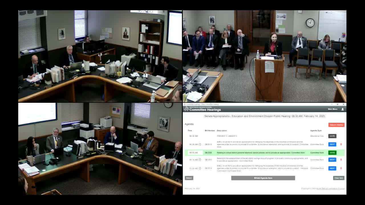 Appropriations committee strips $300,000 appropriation from school phone‑policy bill and gives it a do‑pass