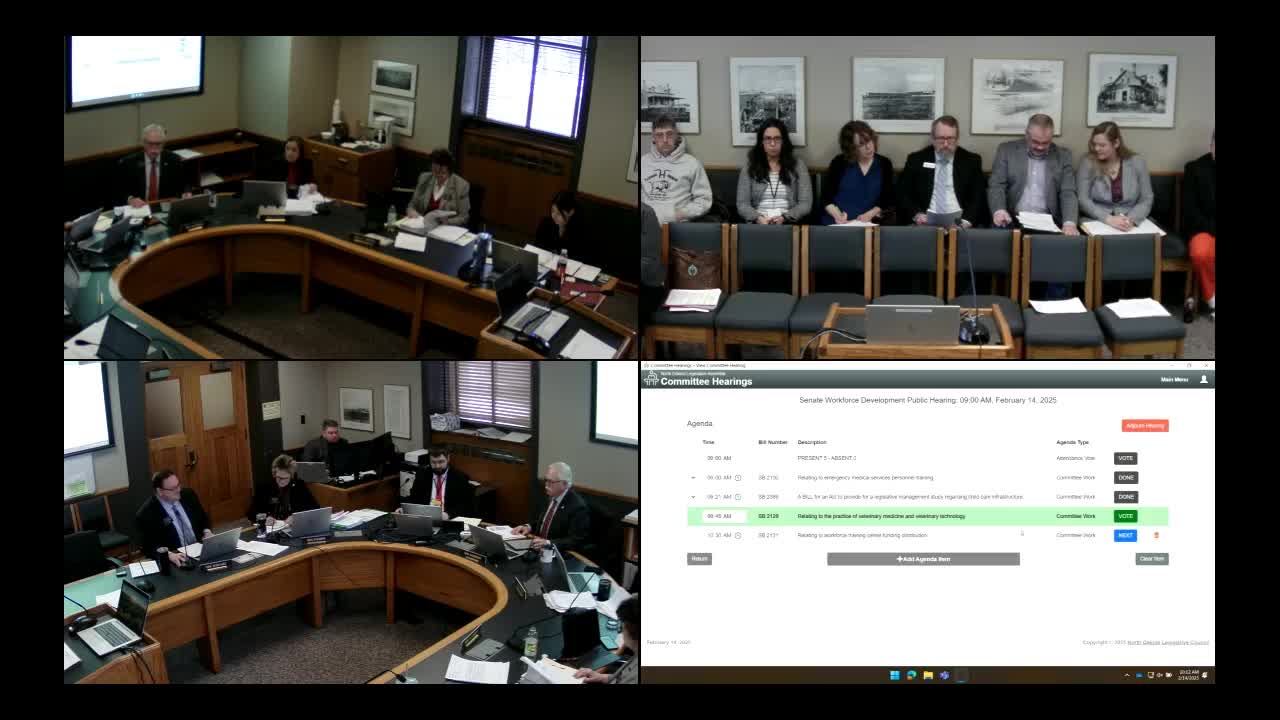 Committee recommends do‑not‑pass on bill to lock TrainND distribution formula; members want to see implementation first