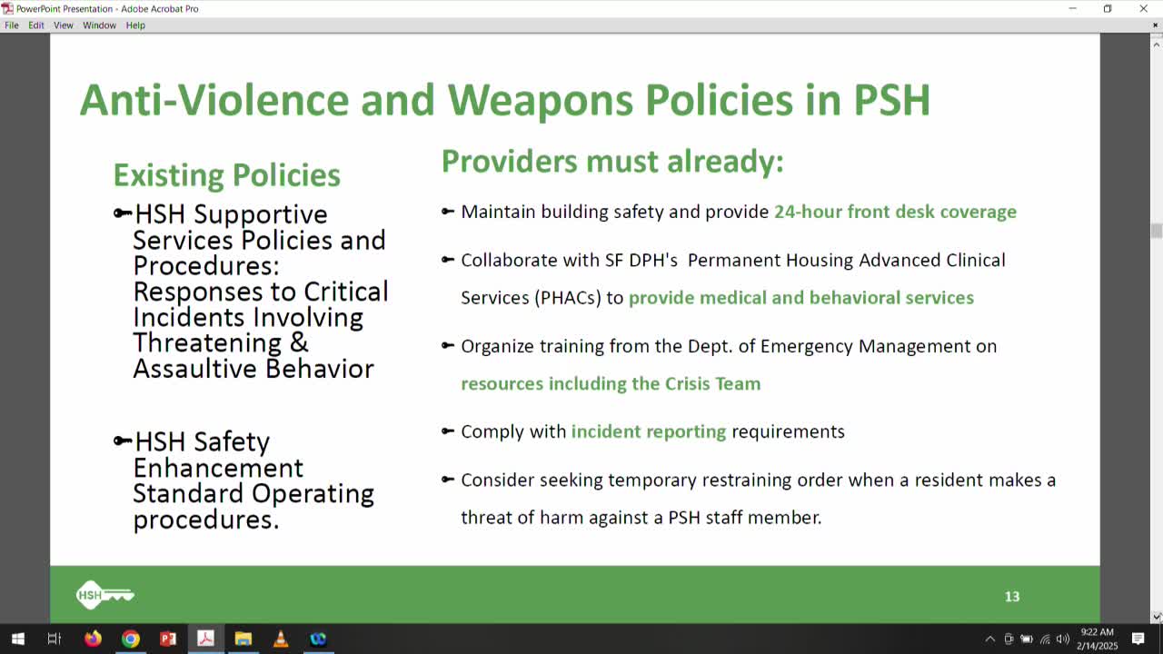 HSH to require weapons lease addendums in city-funded site-based supportive housing
